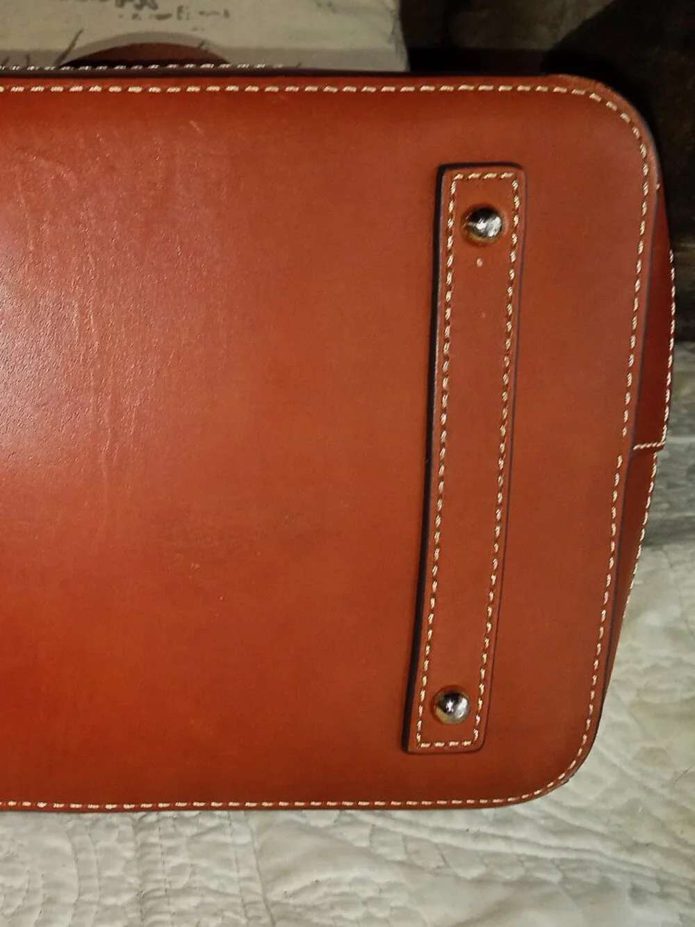Dooney & Bourke Bostrom Large Cream Ostrich Embossed Leather Tote